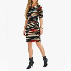 Connected Apparel Womens  Printed Sheath Dress Size 4